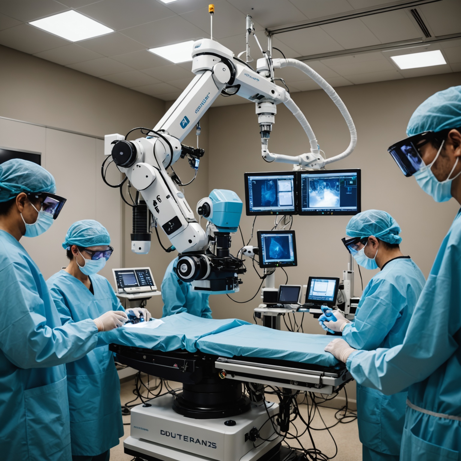 Advanced robotic surgical system in operation Advanced robotic surgical system in operation