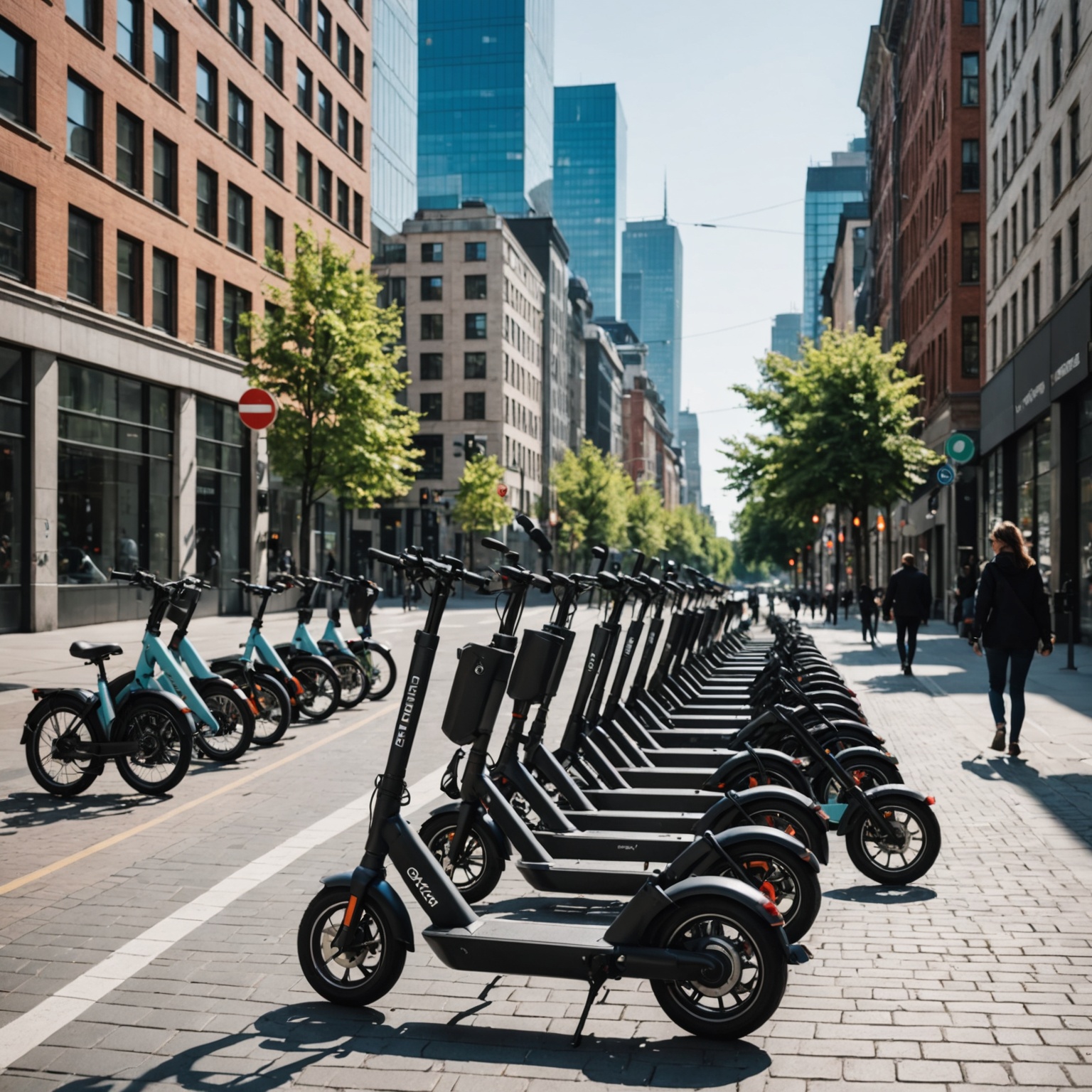 Cityscape with micromobility devices