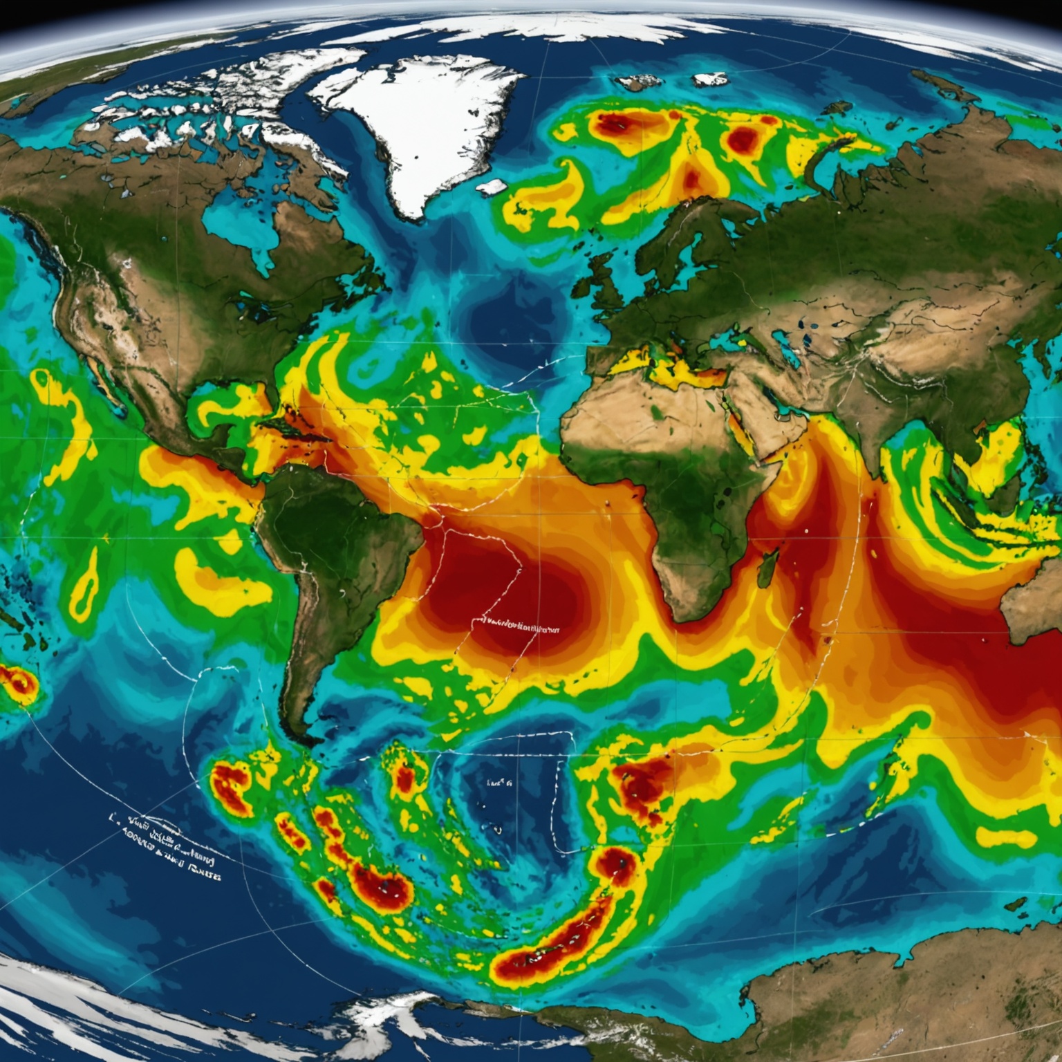 Climate model simulation showing weather patterns