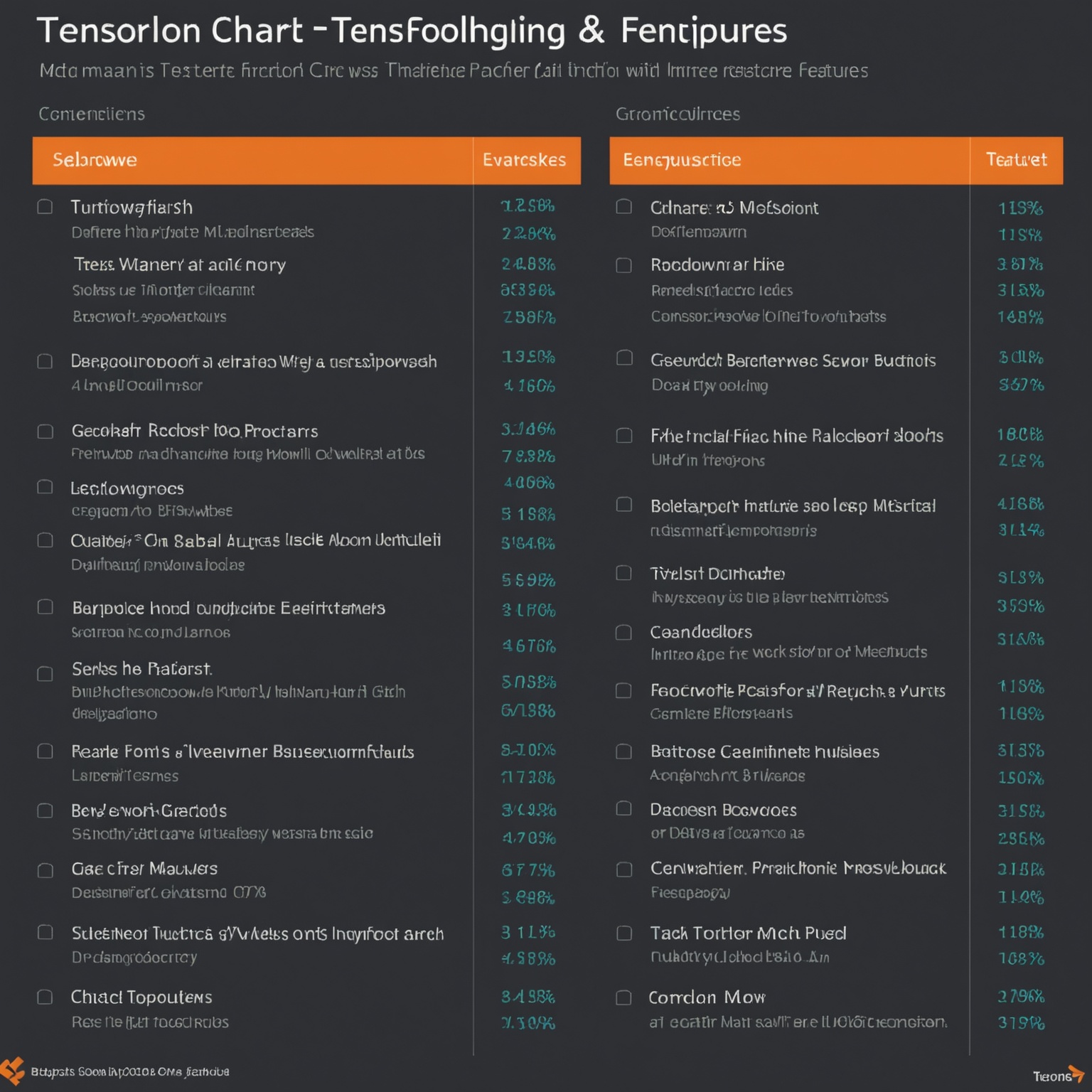 Comparison chart of TensorFlow and PyTorch features Comparison chart of TensorFlow and PyTorch features
