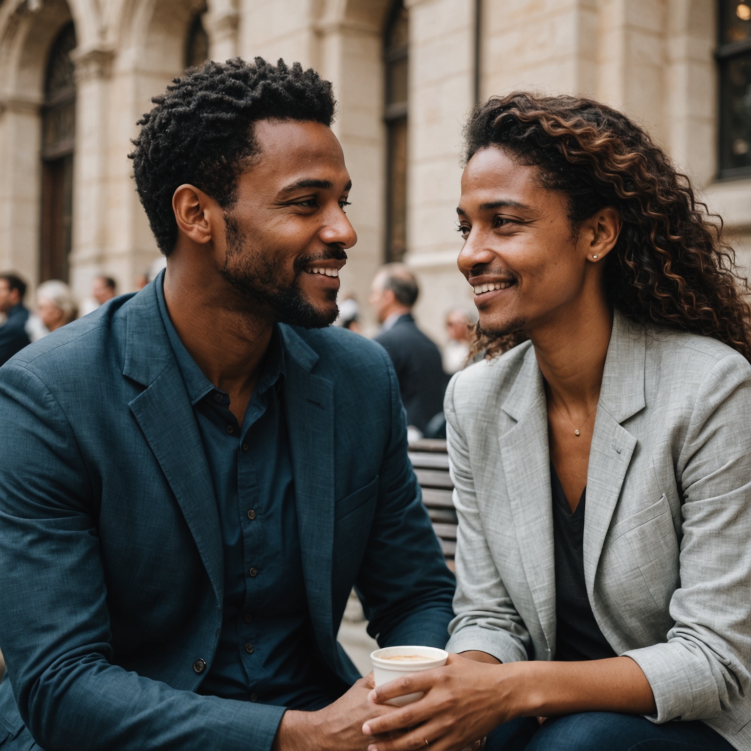 Couple engaging in deep conversation