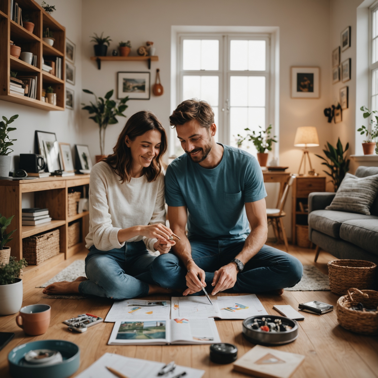 Couple enjoying individual activities
