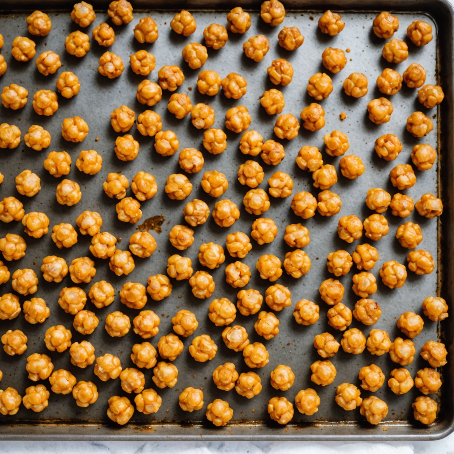 Crispy chickpeas on baking sheet
