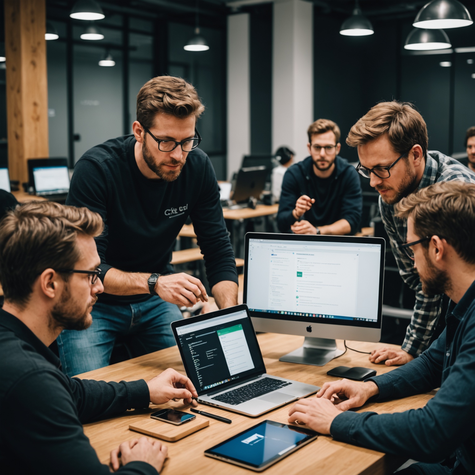 Developers collaborating using CI/CD Developers collaborating using CI/CD