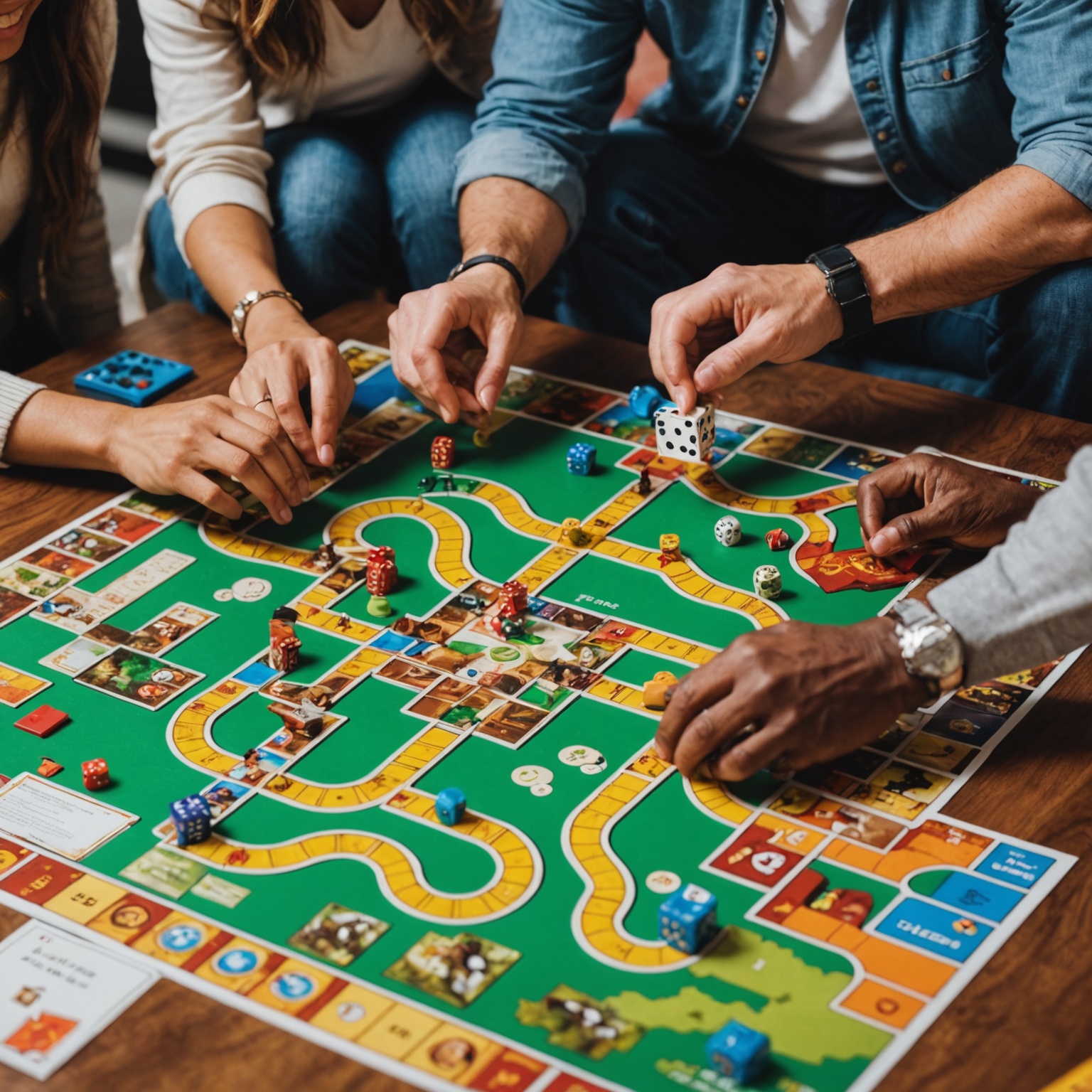 Diverse group playing board game Diverse group playing board game