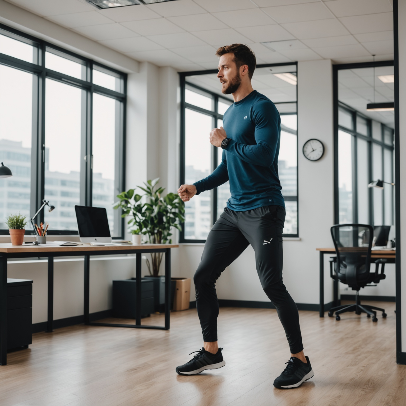 High Knees Exercise in Office