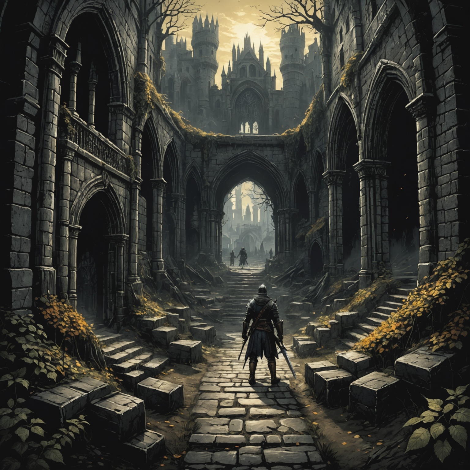 Illustration of a hidden path in Dark Souls III