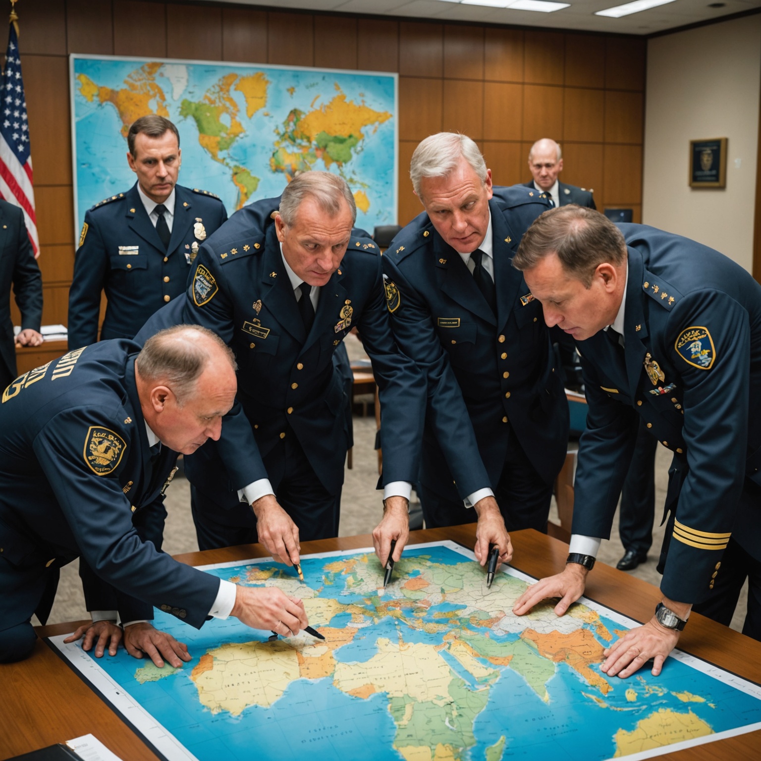 International Law Enforcement Officials Strategizing