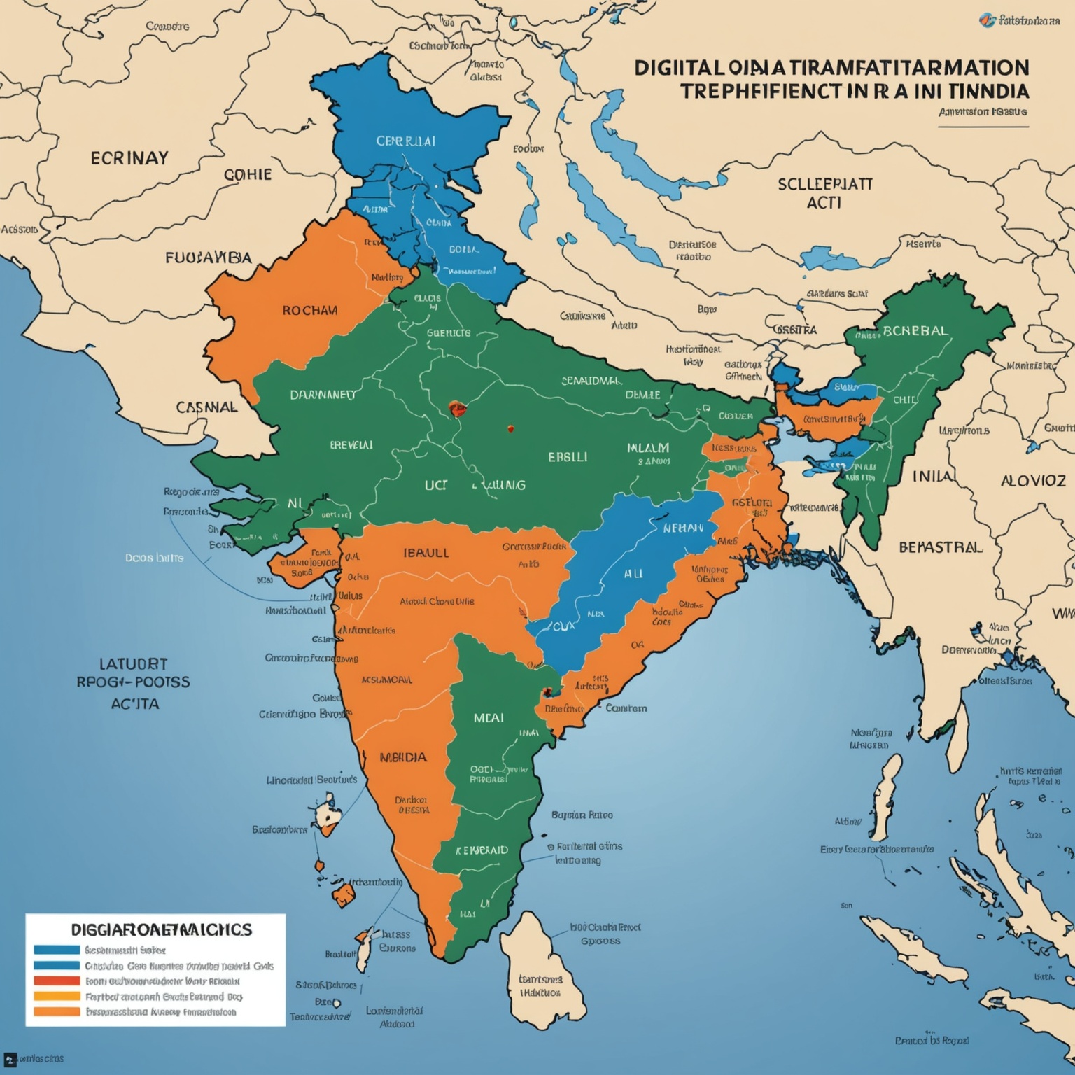 Map of India highlighting regions affected by the Digital Transformation Act