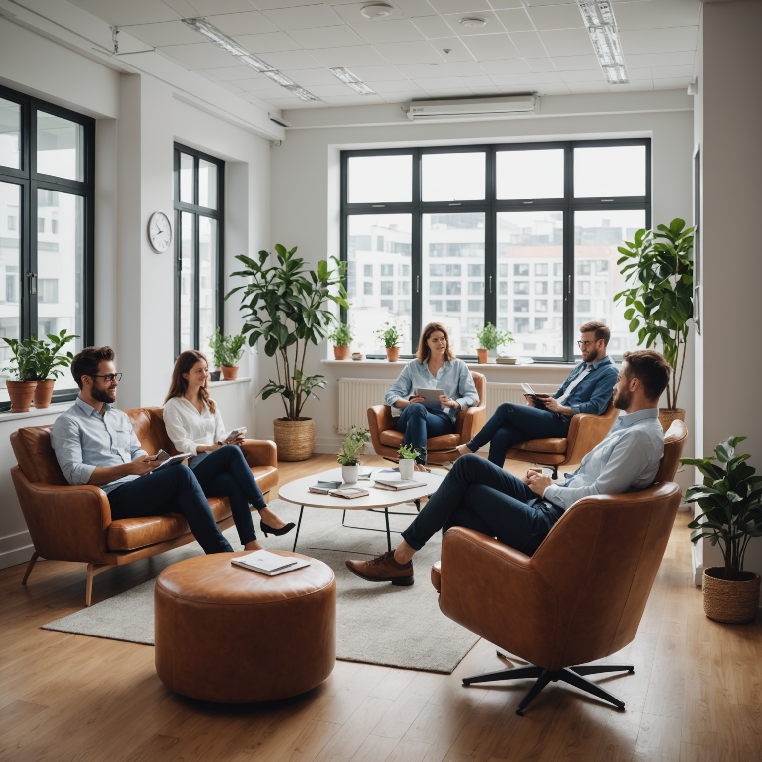 People relaxing in office