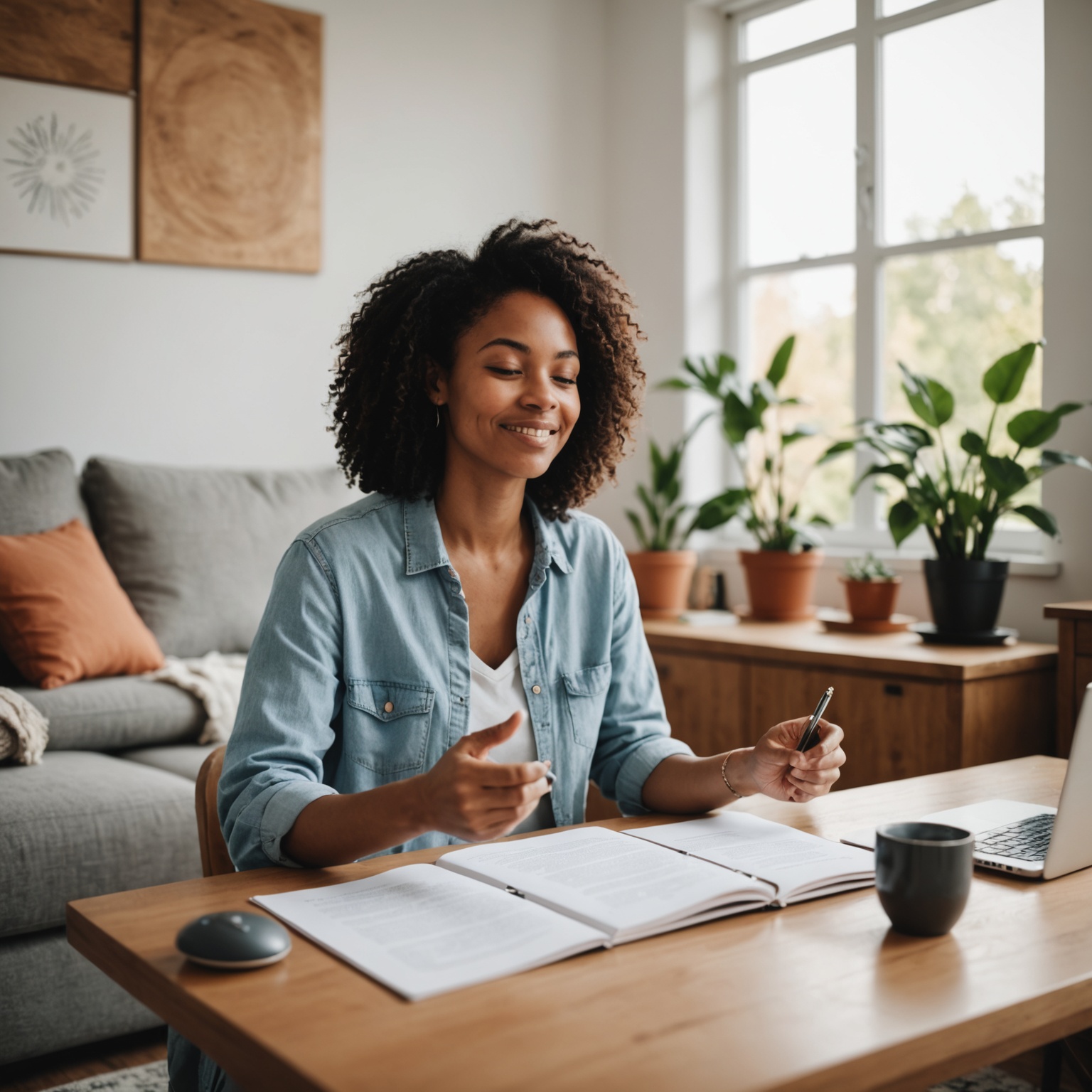 Person practicing positive affirmations