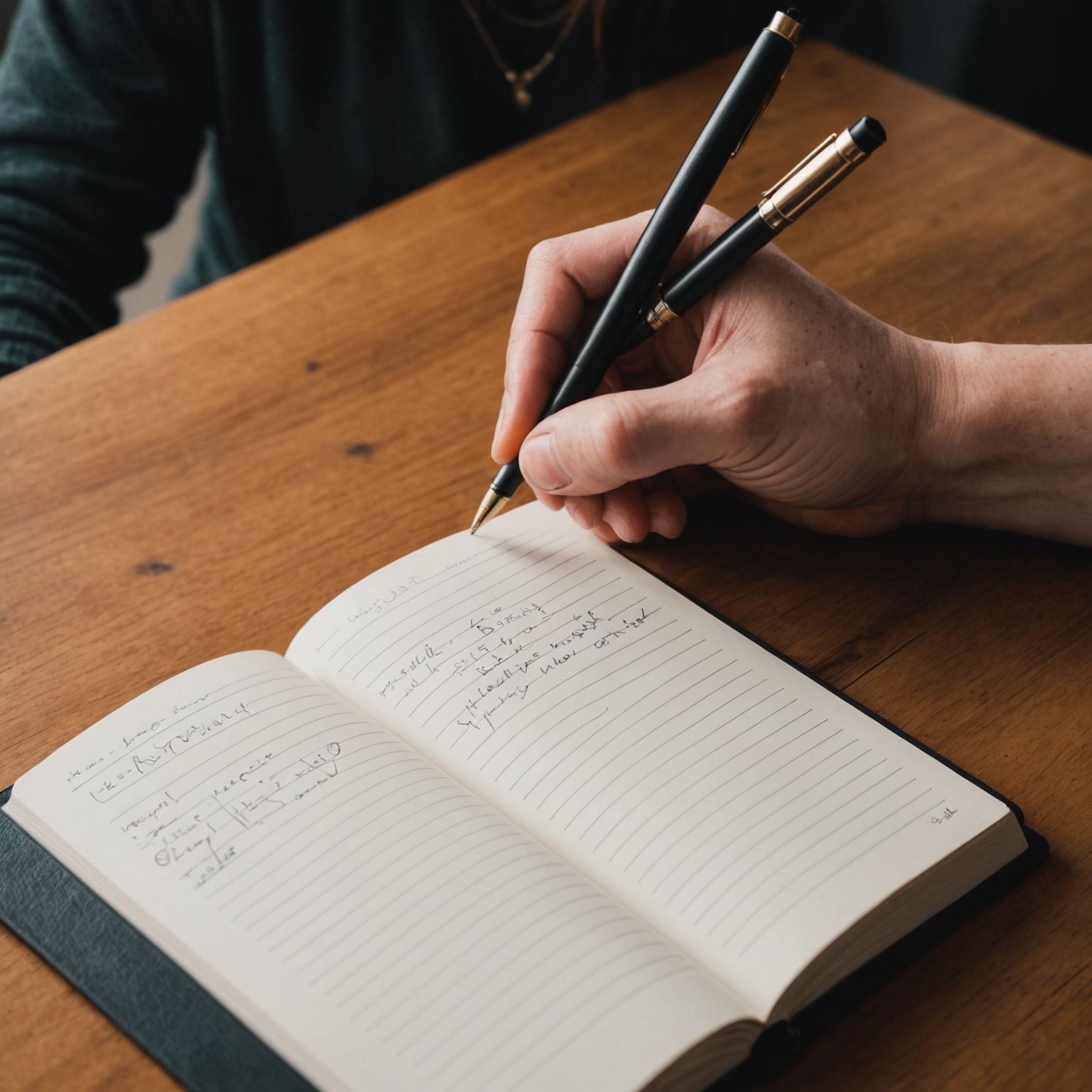 Person reflecting through journaling Person reflecting through journaling