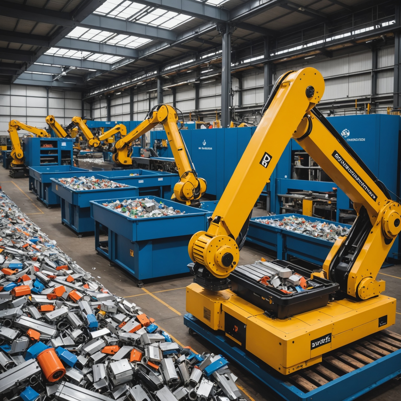 Robotic Sorting Arms in Recycling Facility Robotic Sorting Arms in Recycling Facility