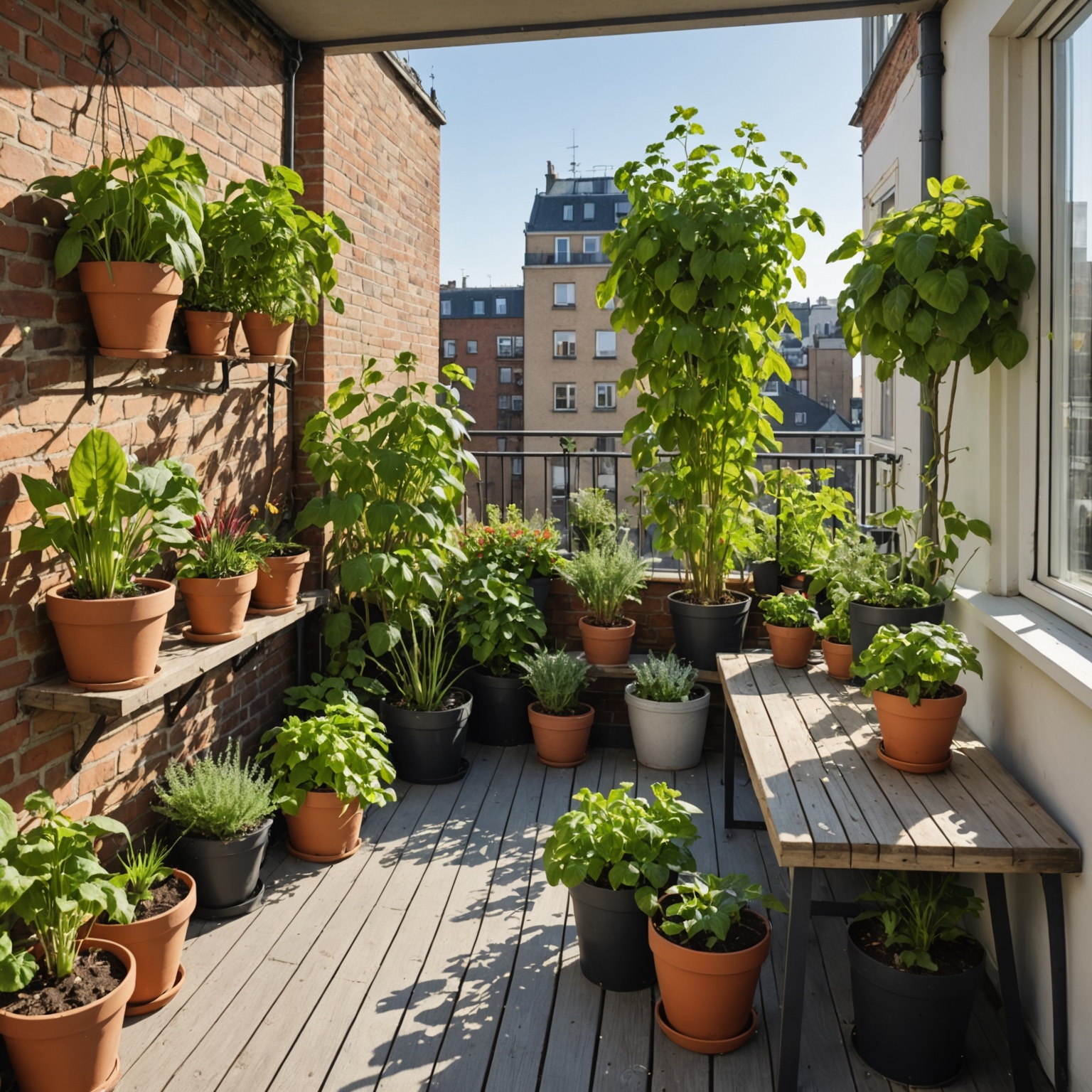 Sunny Urban Balcony Garden