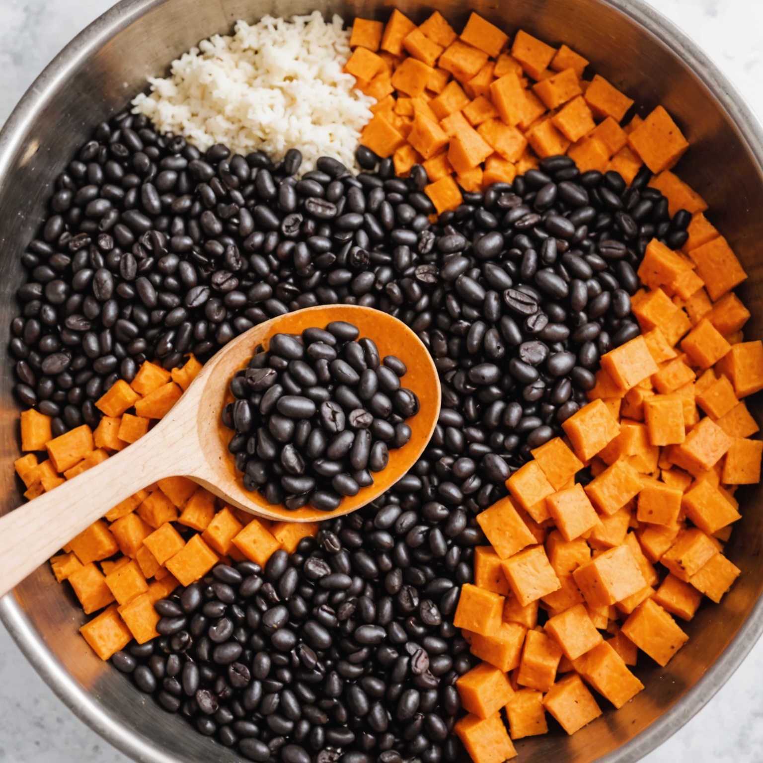 Sweet potato and black bean mix for burritos