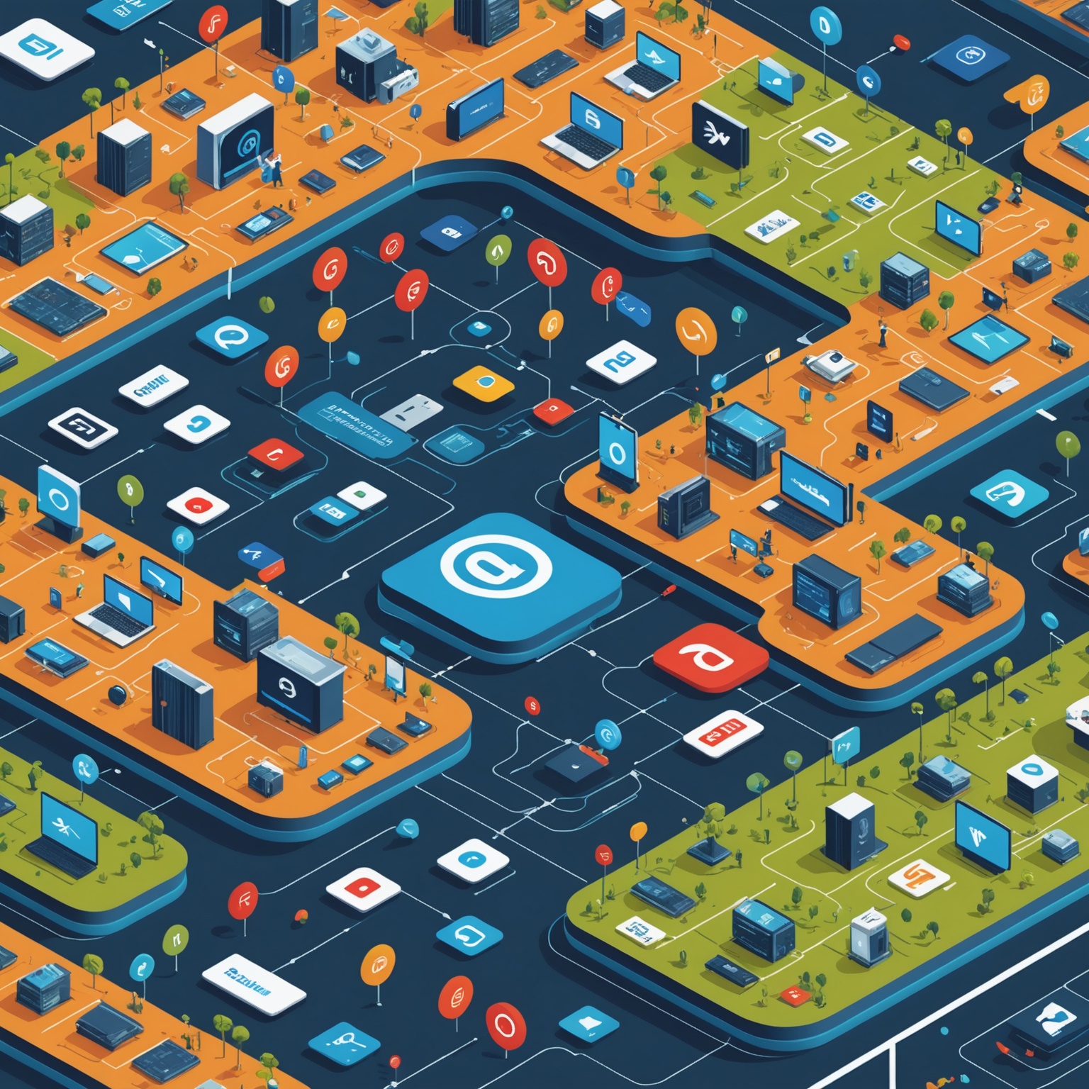 Tech Giants Merging Illustration Tech Giants Merging Illustration