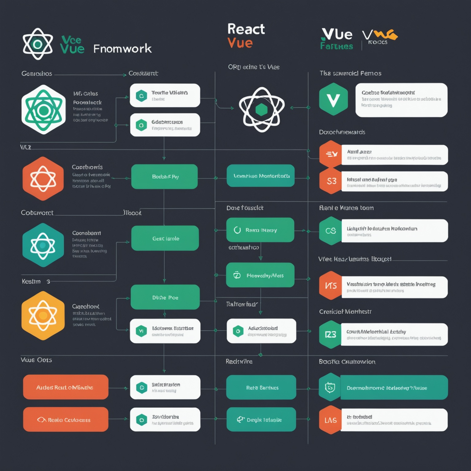 Vergleichsdiagramm der Funktionen von React und Vue Frameworks Vergleichsdiagramm der Funktionen von React und Vue Frameworks