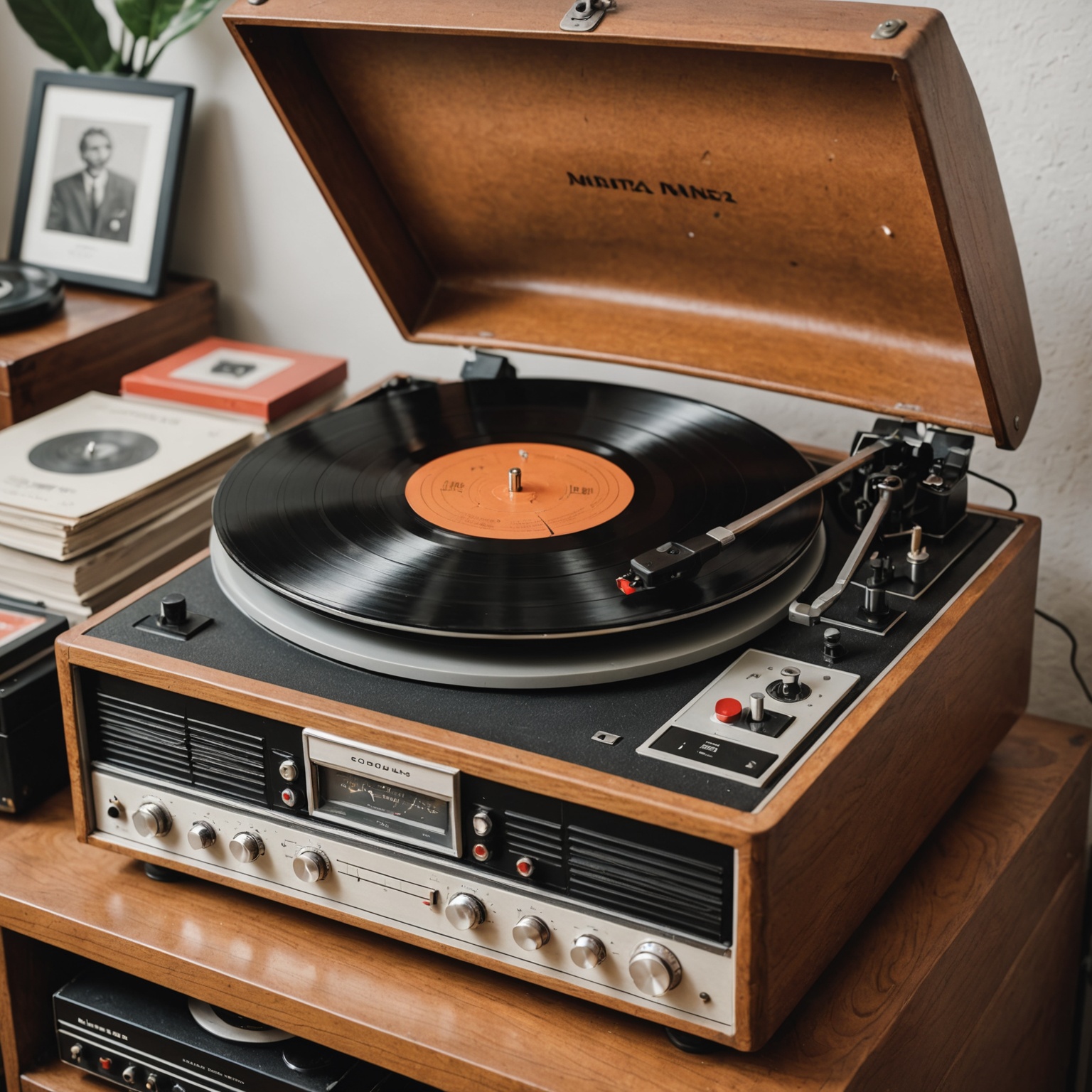 Vintage Record Player with Vinyl Records Vintage Record Player with Vinyl Records