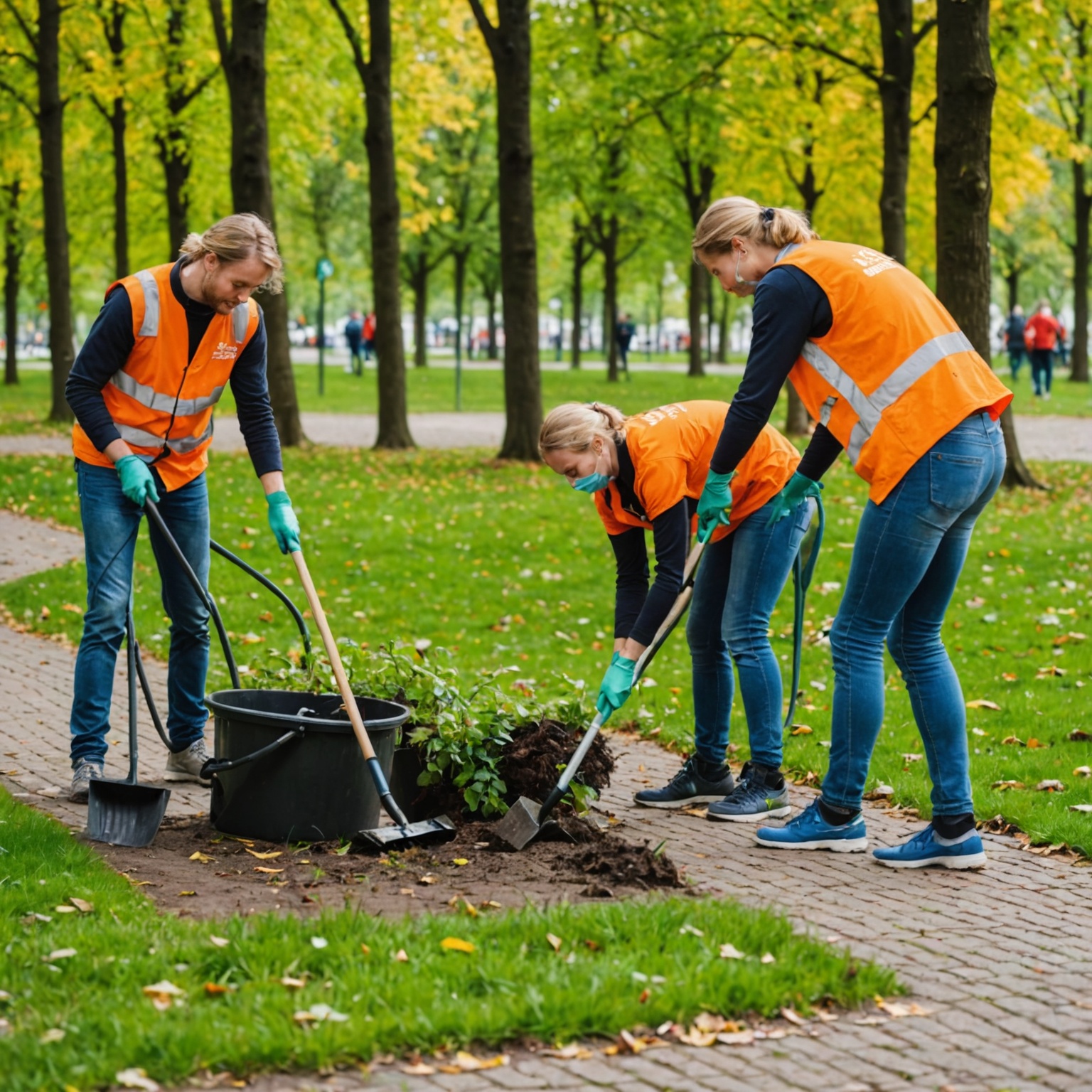Volunteers cleaning Cologne park