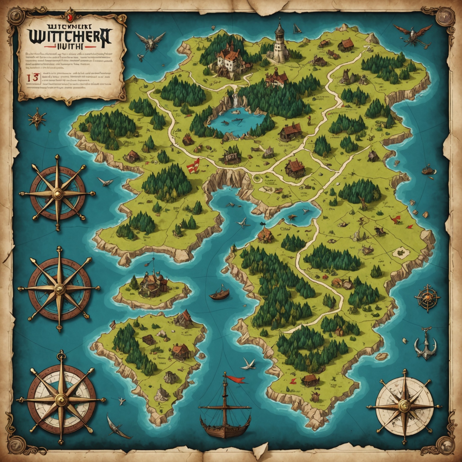 Witcher 3 treasure map illustration Witcher 3 treasure map illustration