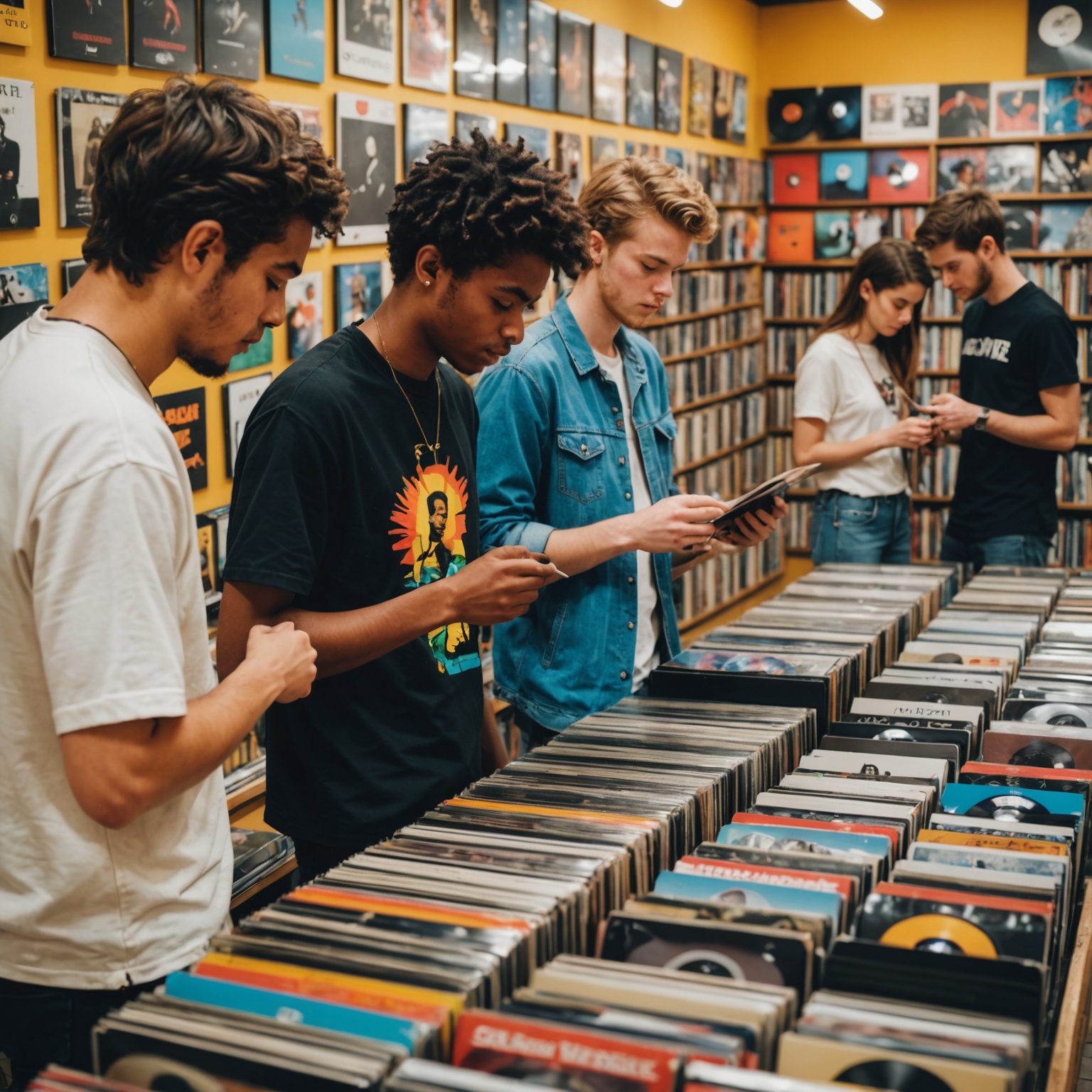 Young People Browsing Vinyl Records Young People Browsing Vinyl Records